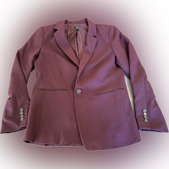 Ann Taylor Factory Jackets & Blazers - EUC Ann Taylor Factory plum purple blazer jacket contemporary 80’s look coat 12